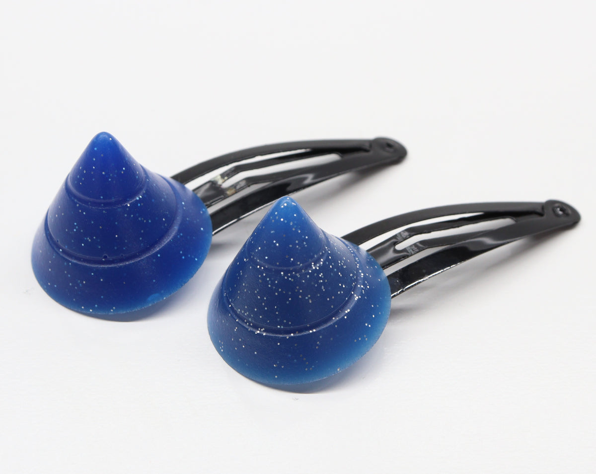 Queen Rane Clips Blue Glitter Small Demon Queen Horn Hair Clips – Gears Creations
