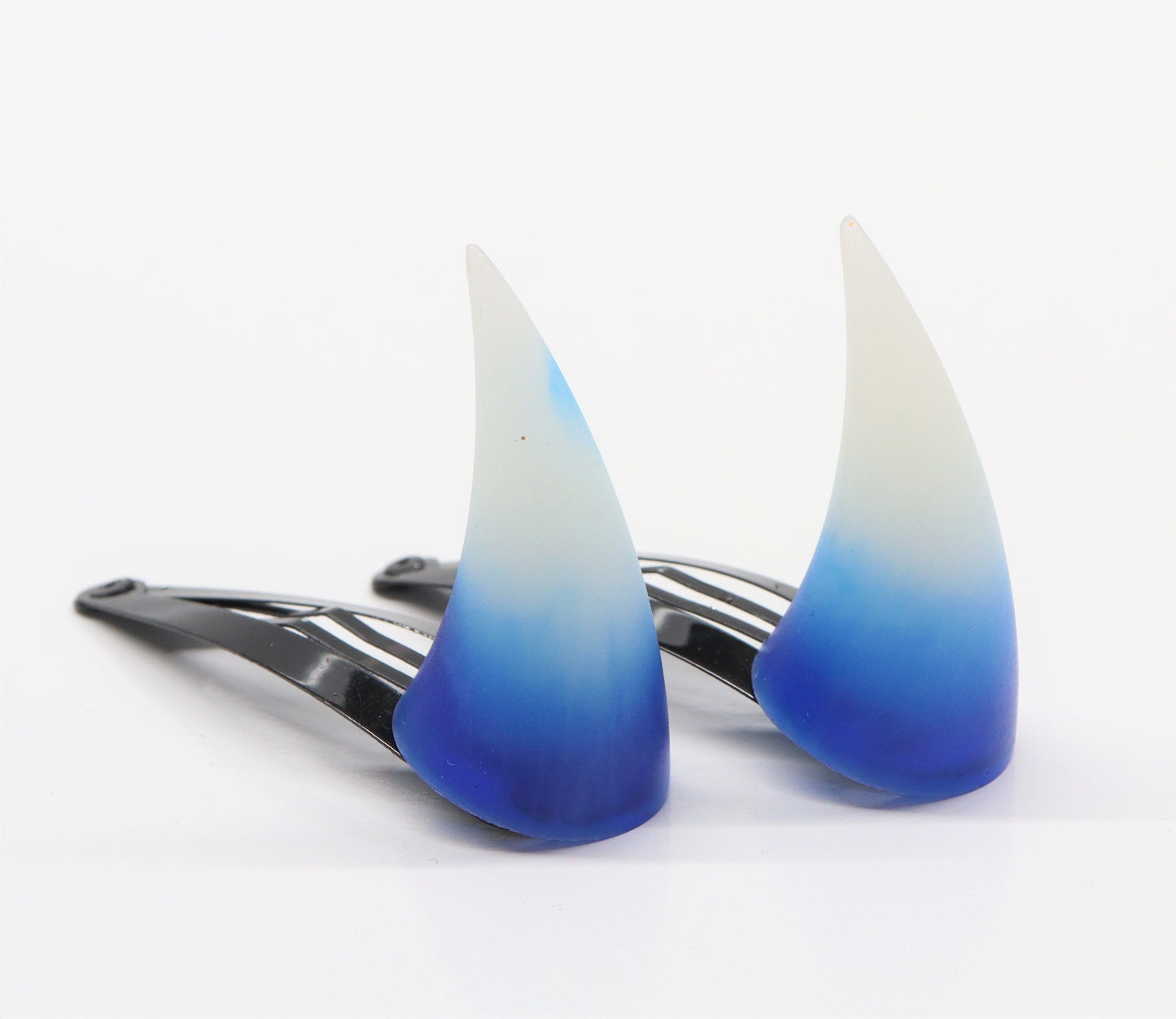 white and blue ambre Small Demon Horns Hair Clips