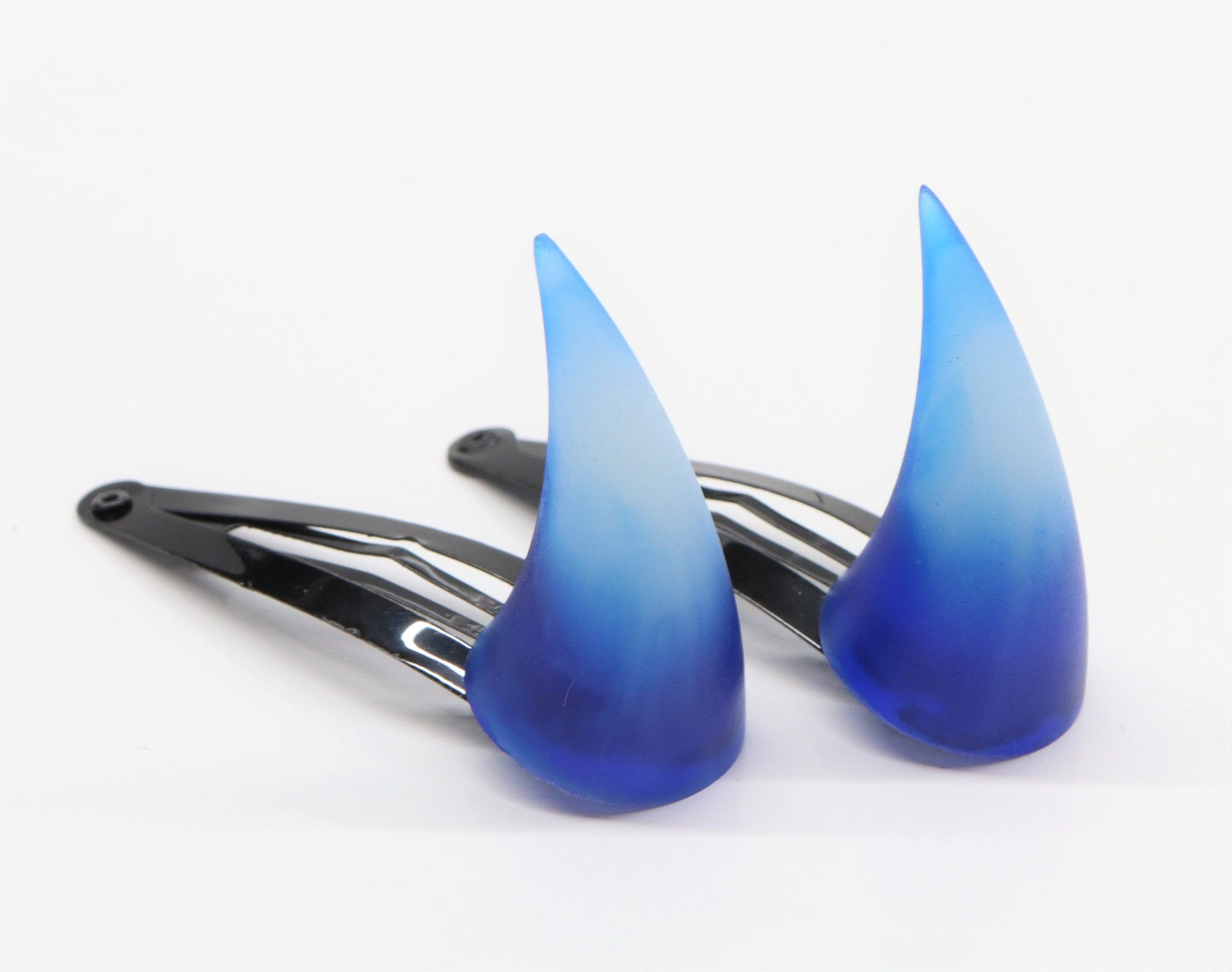 white and blue ambre Small Demon Horns Hair Clips